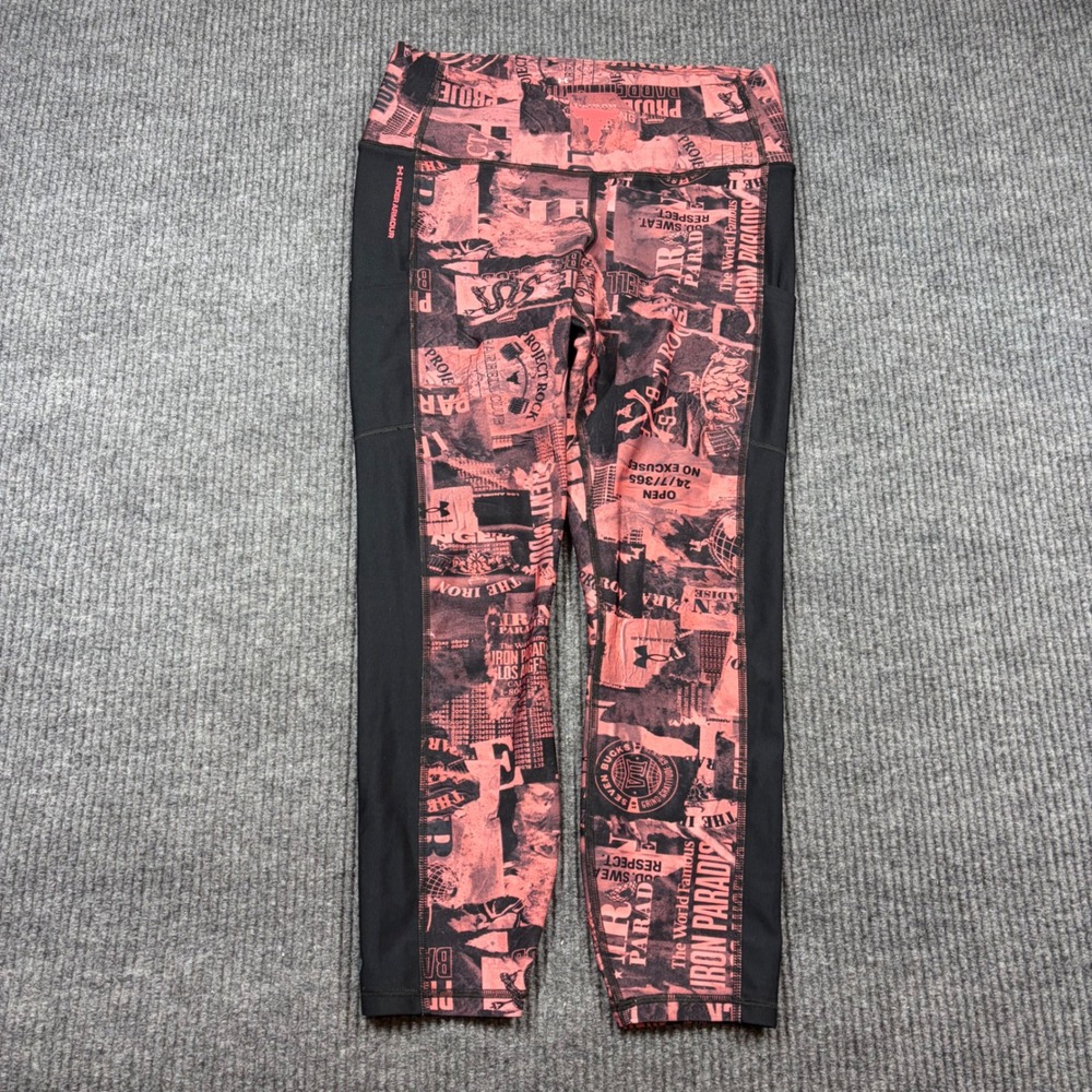 Under Armour‎ Leggings Women's L Project Rock Pink Black Compression Gym Athlete